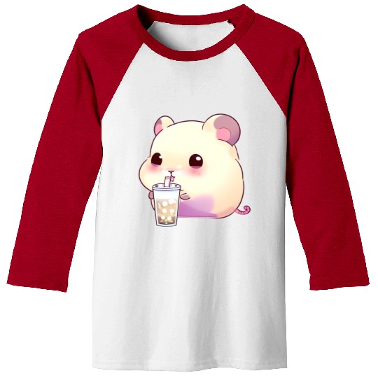 Kawaii hamster with bubble tea Baseball Tees