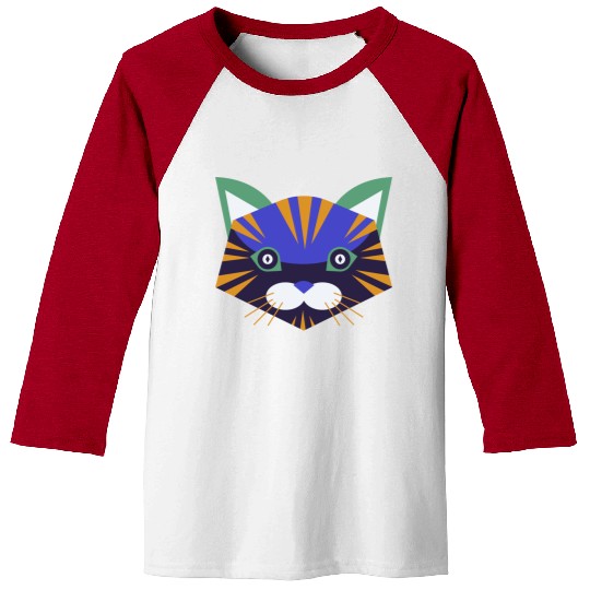 Colorful Cat Face Baseball Tees