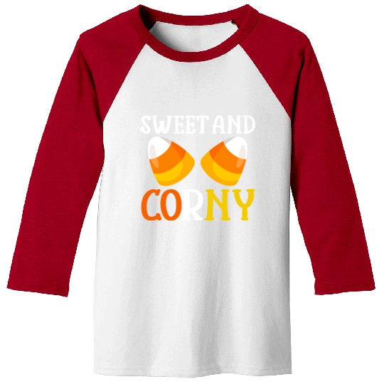 Halloween Design Candy Corn Sweet And Corny Baseball Tees