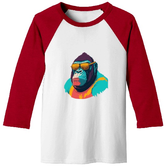 Cool Gorilla with trendy sunglasses illustration Baseball Tees