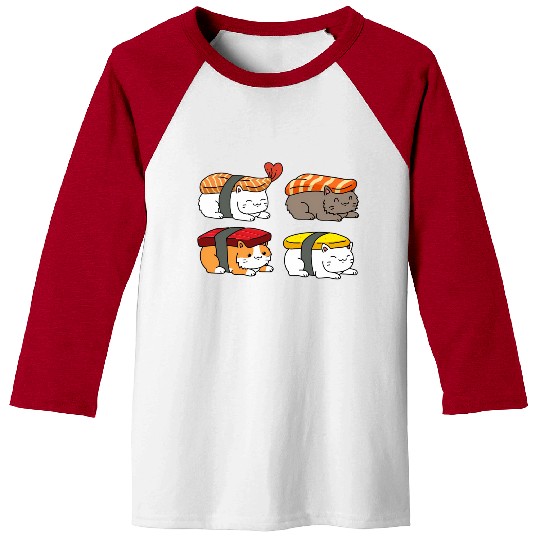 Cat Sushi Baseball Tees