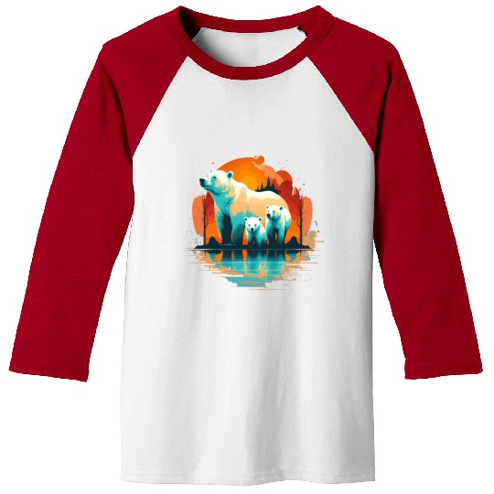 Polar Bear with cubs, Snow Spectrum Baseball Tees