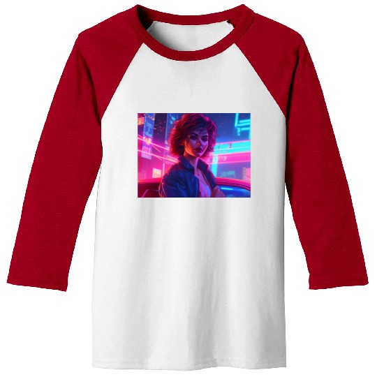 Synthwave Girl - Nighttime Anime Car Delight Baseball Tees