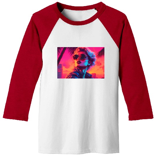 Synthwave Sunset Vibes with sunglasses Baseball Tees