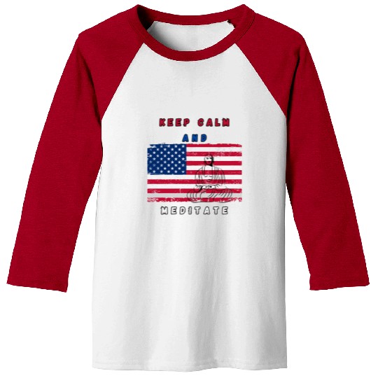 Independence Day Buddha Meditation Baseball Tees