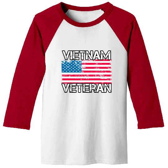 Vietnam Veteran Us Flag Military Vet Baseball Tees