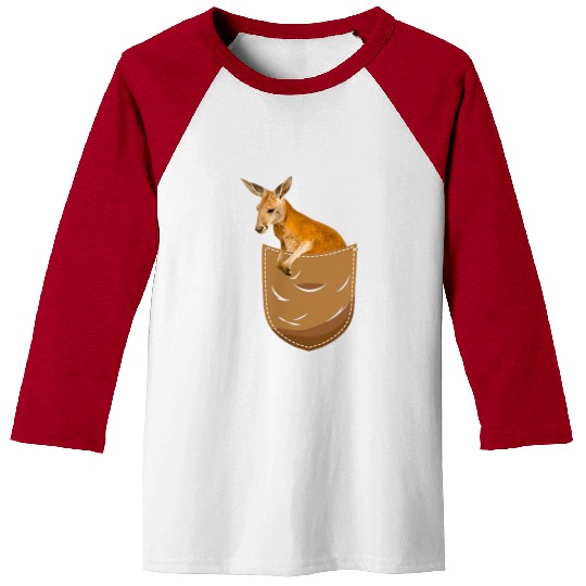 Kangaroo In Pocket Funny Animal Lover Baseball Tees