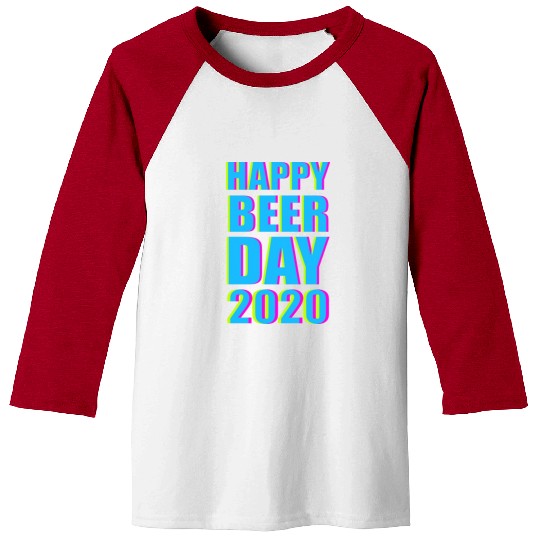Minimalist Happy Beer Day 2020 Neon Typography Baseball Tees