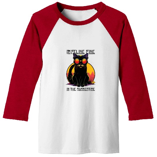 FELINE Fine | Cat Lover Summer Animal Beach Party Baseball Tees