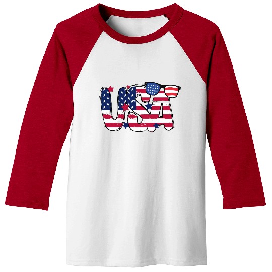 USA Flag Patriotic 4th of July America day of Baseball Tees
