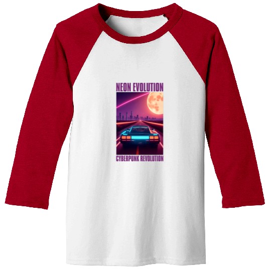 Vintage 80s Futuristic Retrowave Neon Cyberpunk Baseball Tees