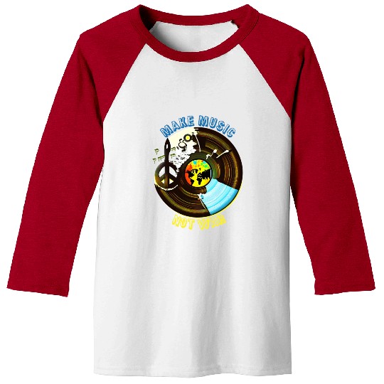 Make Music Not War | Hippie Peace & Vinyl Record Baseball Tees