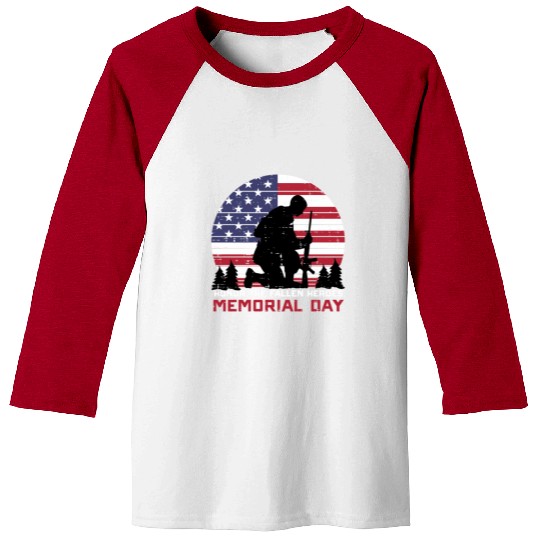 Honor The Fallen Heroes Memorial Day Us Flag Baseball Tees