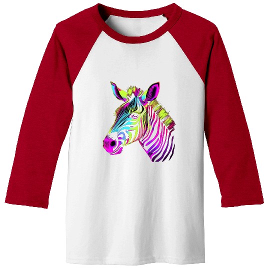 Zebra Neon Colors Portrait Baseball Tees