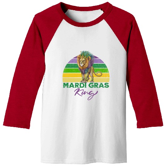 Mardi Gras King Lion With Crown Baseball Tees
