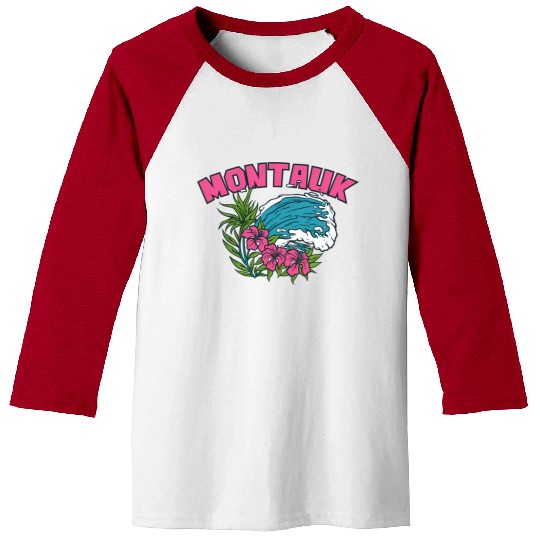 Montauk New York Summer Nyc Tropical Montaukett Baseball Tees