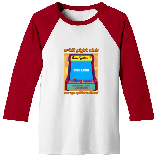 Funny Retro Gaming 80s Arcade 8-Bit Gamer Humor Baseball Tees