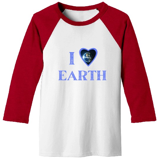 I Love Earth Heart Baseball Tees