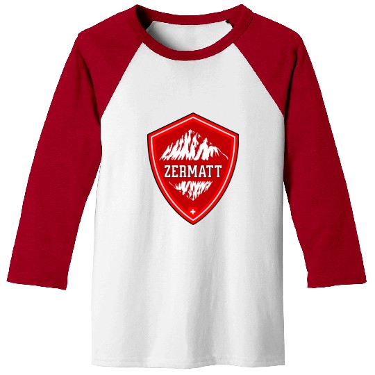 Zermatt Switzerland Flag Mountains Baseball Tees