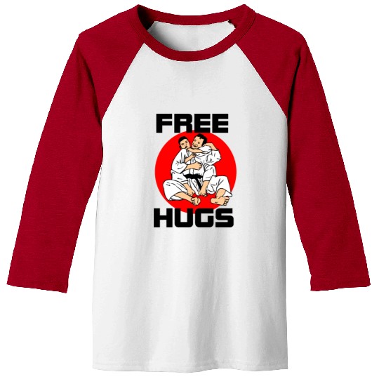 Free hug with text 'Free' Hugs Baseball Tees
