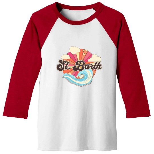 Saint Barthelemy Retro 80s Beach Baseball Tees