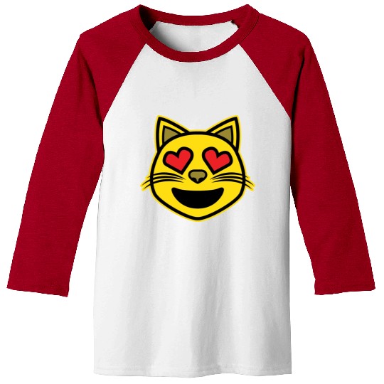 Heart Eyes Smiling Cat Face Funny Feline Lover Baseball Tees