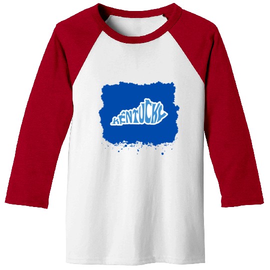 Kentucky Typography Sticker in State Shape Baseball Tees