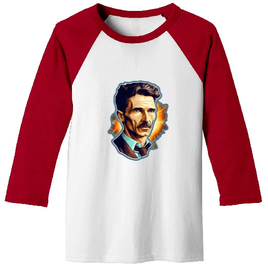 Nikola Tesla Physics Nerd Geek Natural Sciences Baseball Tees