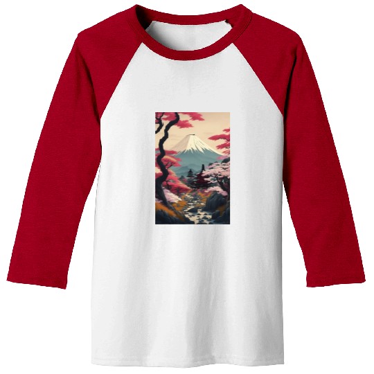 Asia Landscape Serene Mount Fuji Baseball Tees