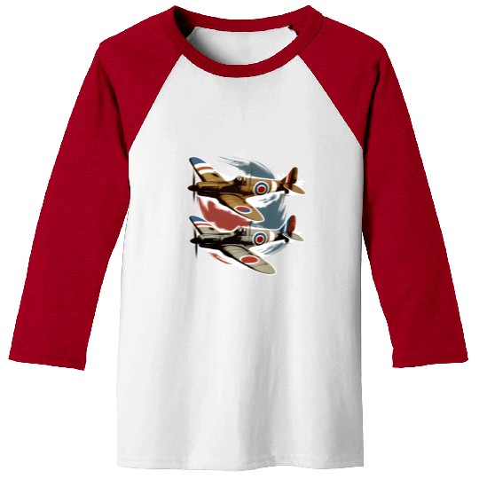 Pilot Spitfire Airplane Aviator Military Baseball Tees