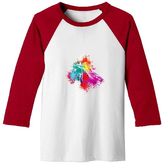 Colorful Splash Art Farm animals Horse Head Baseball Tees