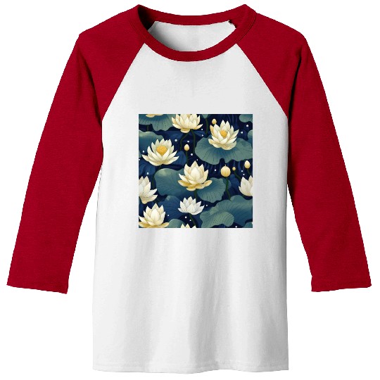 Serenity Blooms: Timeless Lotus Pattern Baseball Tees