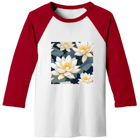 Serenity Blooms: Timeless Lotus Pattern Baseball Tees