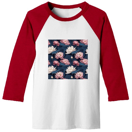 Serenity Blooms: Timeless Lotus Pattern Baseball Tees