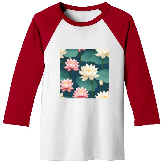 Serenity Blooms: Timeless Lotus Pattern Baseball Tees