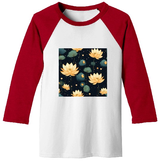 Serenity Blooms: Timeless Lotus Pattern Baseball Tees