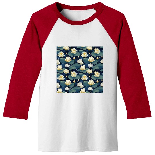 Serenity Blooms: Timeless Lotus Pattern Baseball Tees
