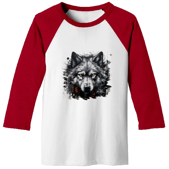 The Lone Wolf. Urban Hunter, Graffiti Style. Baseball Tees
