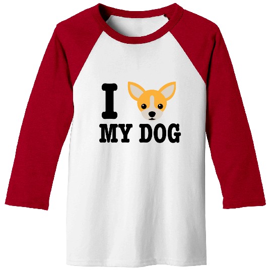 I Love My Dog Chihuahua Design Baseball Tees