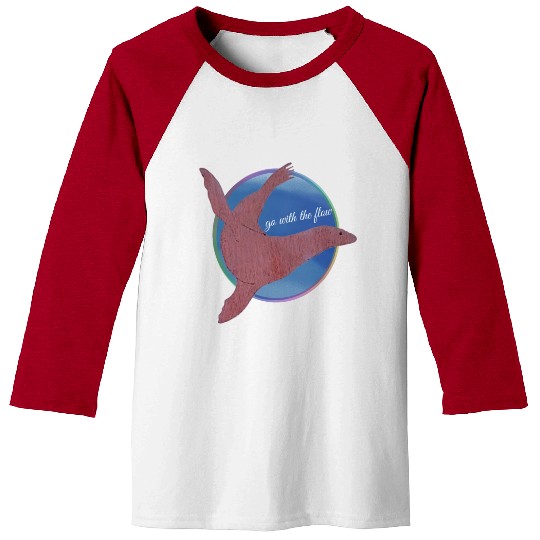 Go With The Flow Sea Lion Rainbow Circle Baseball Tees