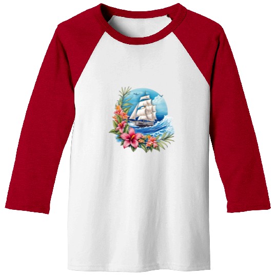 Sailing Ship Sailing Orchids Flowers Sailboat Baseball Tees