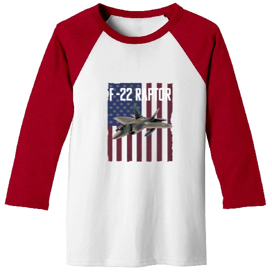 F 22 Raptor Aircraft USA Flag Baseball Tees