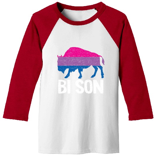 Bi Son Lgbbt Flag Bisexual Bison Funny Bi Pride Baseball Tees