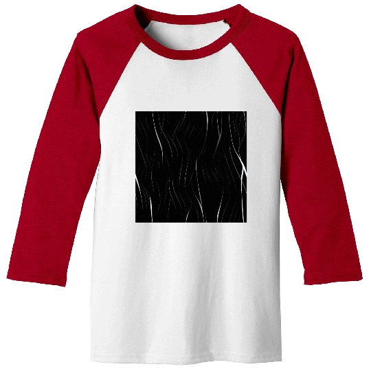 Monochrome Elegance: White Abstract Lines on Black Baseball Tees
