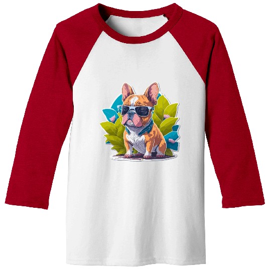 Frenchie Flower Splash Baseball Tees