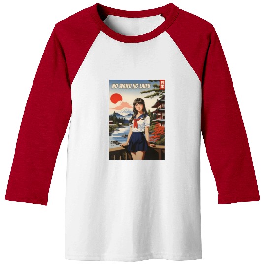 Funny Retro Art Style Anime Girl Japan Waifu Humor Baseball Tees