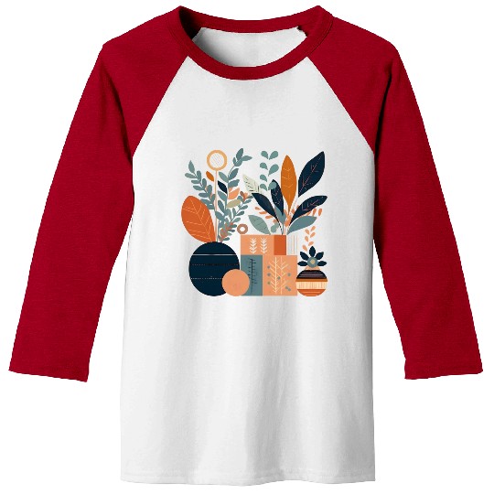 Floral Modern Geometric Mid Century 3 Baseball Tees