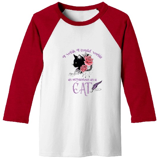Mysterious Cat Edgar Allan Poe Baseball Tees