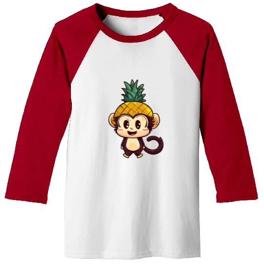 Tropical monkey with pineapple helmet Baseball Tees