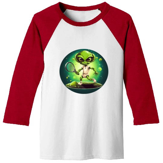 Strong Alien Tennis Player at Sunset Baseball Tees